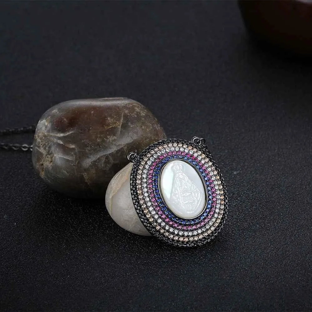 925 Sterling Silver Round Jade Stone Cubic Zirconia Pendant Choker Necklace