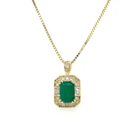 9ct Yellow Gold 0.60ct Emerald, White Sapphire And Diamond Pendant