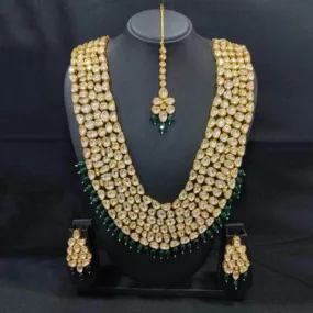 Abstract Long Emerald Rani Haar Necklace Set