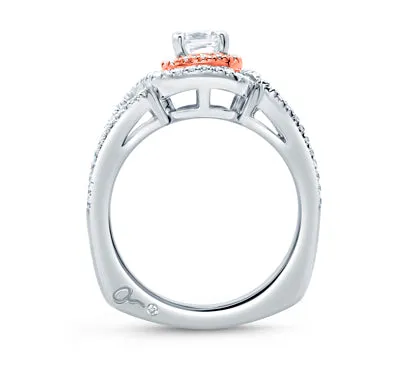 A.JAFFE ART DECO DOUBLE HALO CUSHION FRAME ROSE GOLD DIAMOND ENGAGEMENT RING 0.45             (not