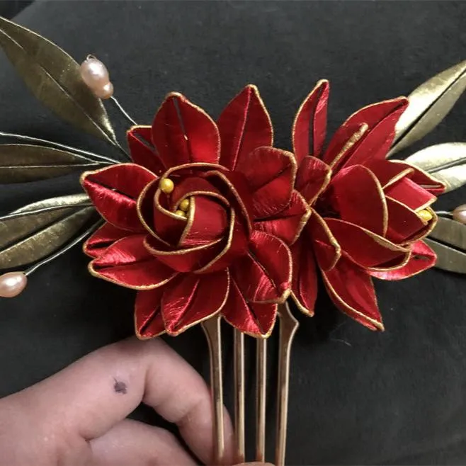 Antique Style Gold Gardenia Retro Pearl Hair Hairpin