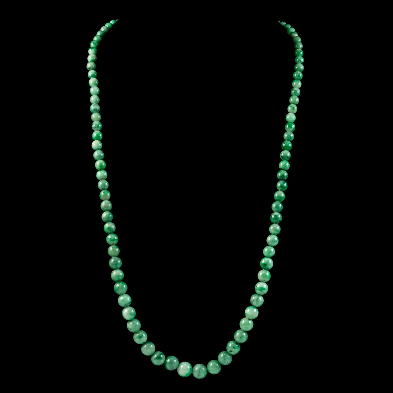 Antique Victorian Jade Bead Necklace 9ct Gold Clasp Circa 1900