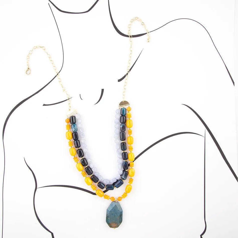 Arles Blue Jasper Long Necklace