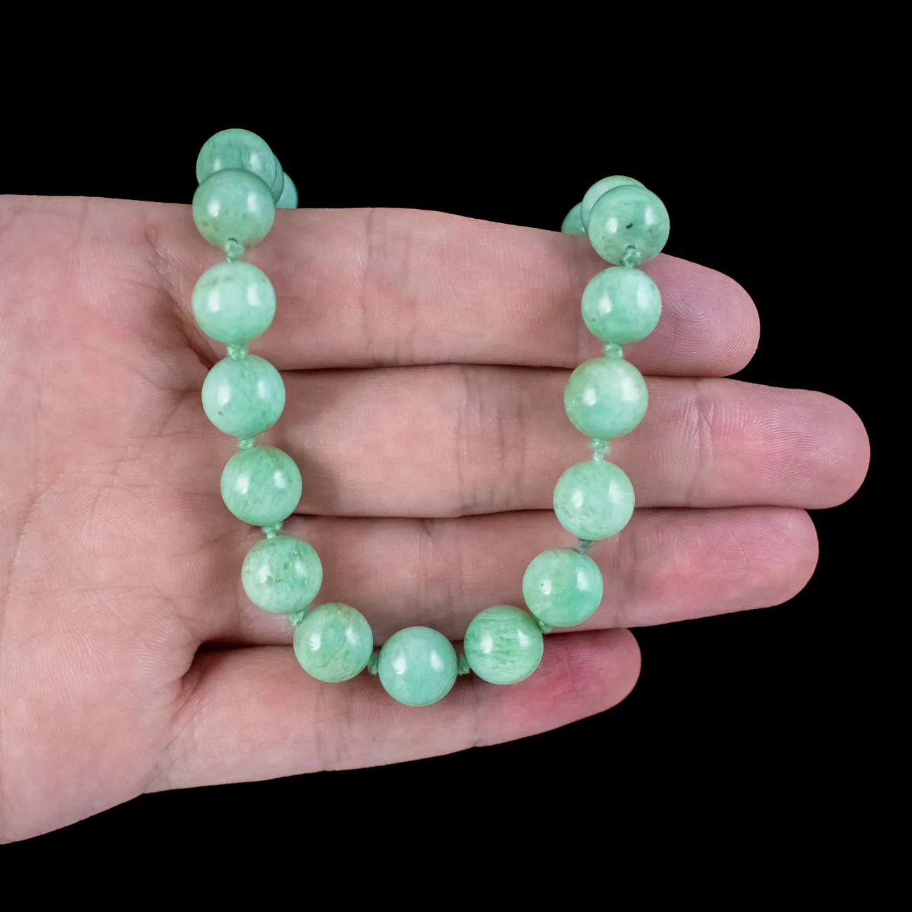 Art Deco Jade Bead Princess Necklace