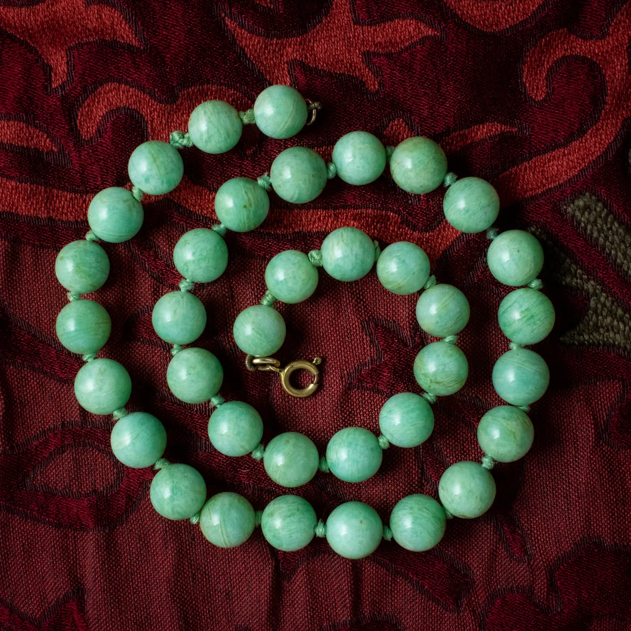 Art Deco Jade Bead Princess Necklace