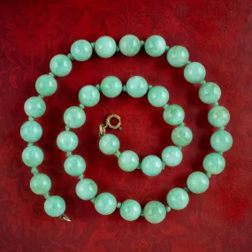 Art Deco Jade Bead Princess Necklace