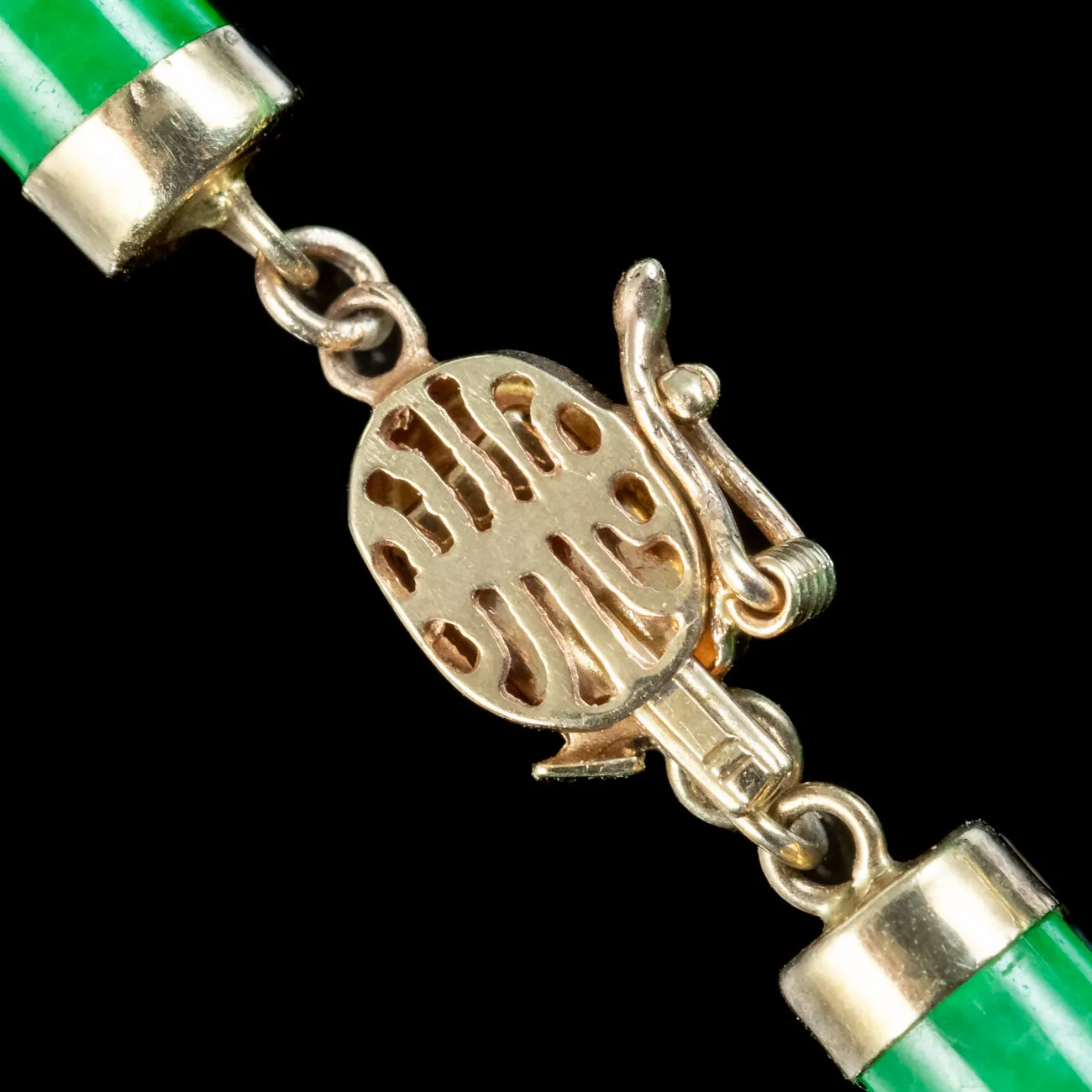 Art Deco Style Jade Collar Necklace 9ct Gold