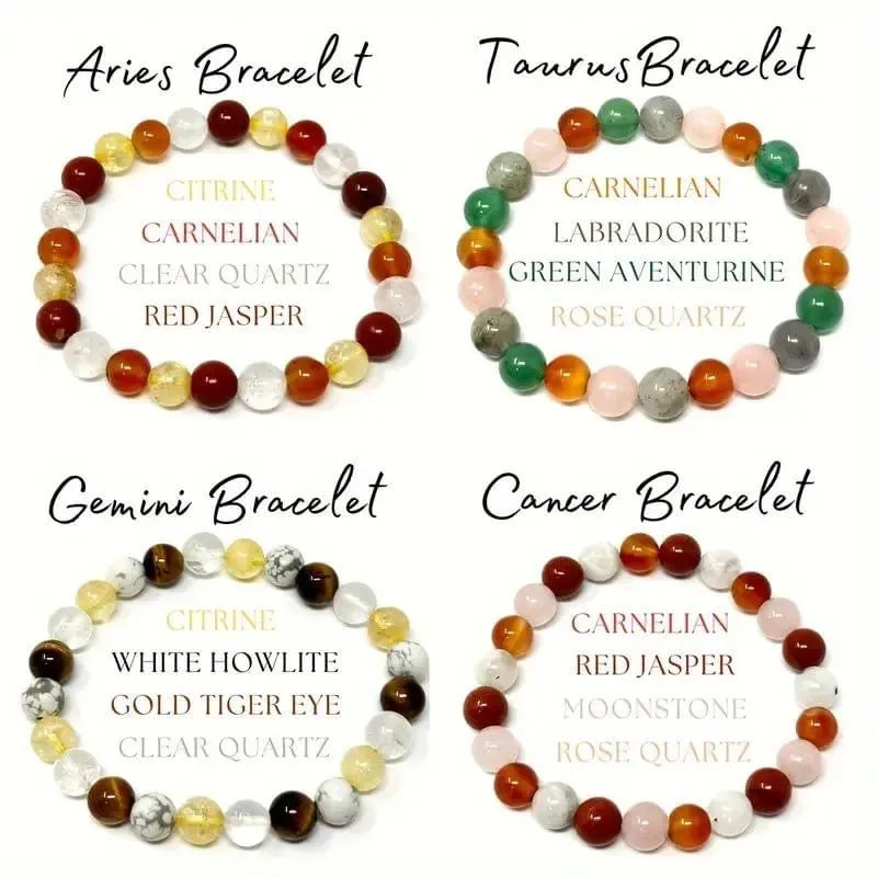 astrology sign semi-precious stone bracelets