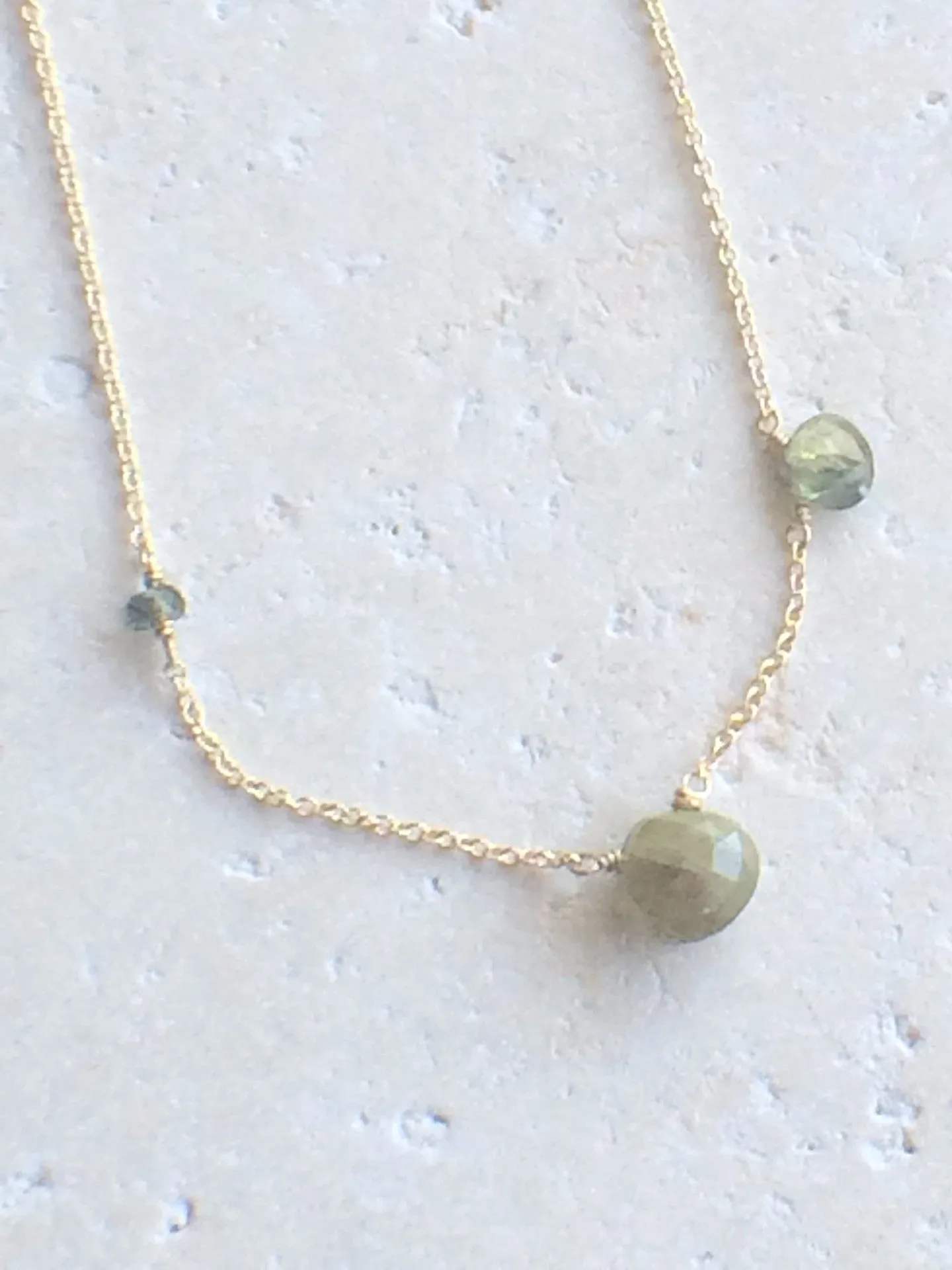Asymmetric Green Sapphire Necklace