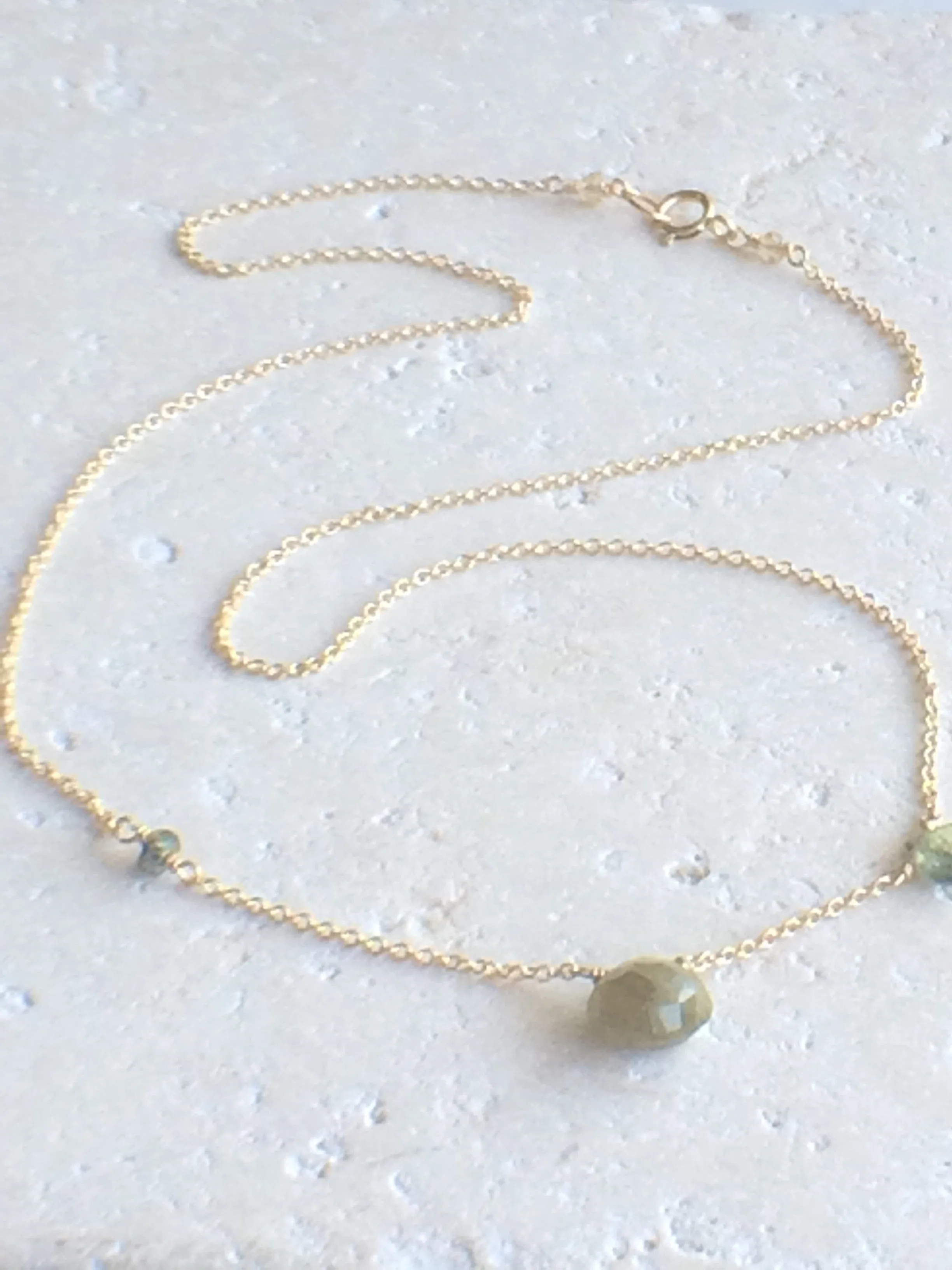 Asymmetric Green Sapphire Necklace