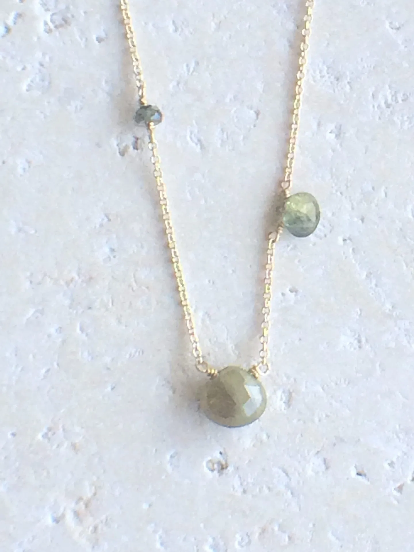 Asymmetric Green Sapphire Necklace