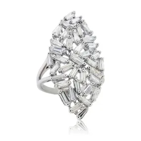 Baguette Cut Diamond Cluster Style Ring