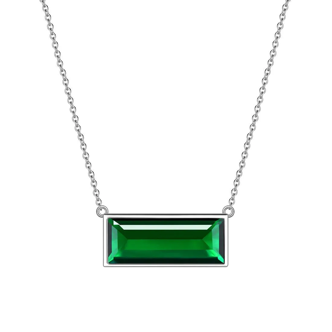 Bar Birthstone May Emerald Necklace Women Girls Jewelry Birthday Gift Sterling Silver
