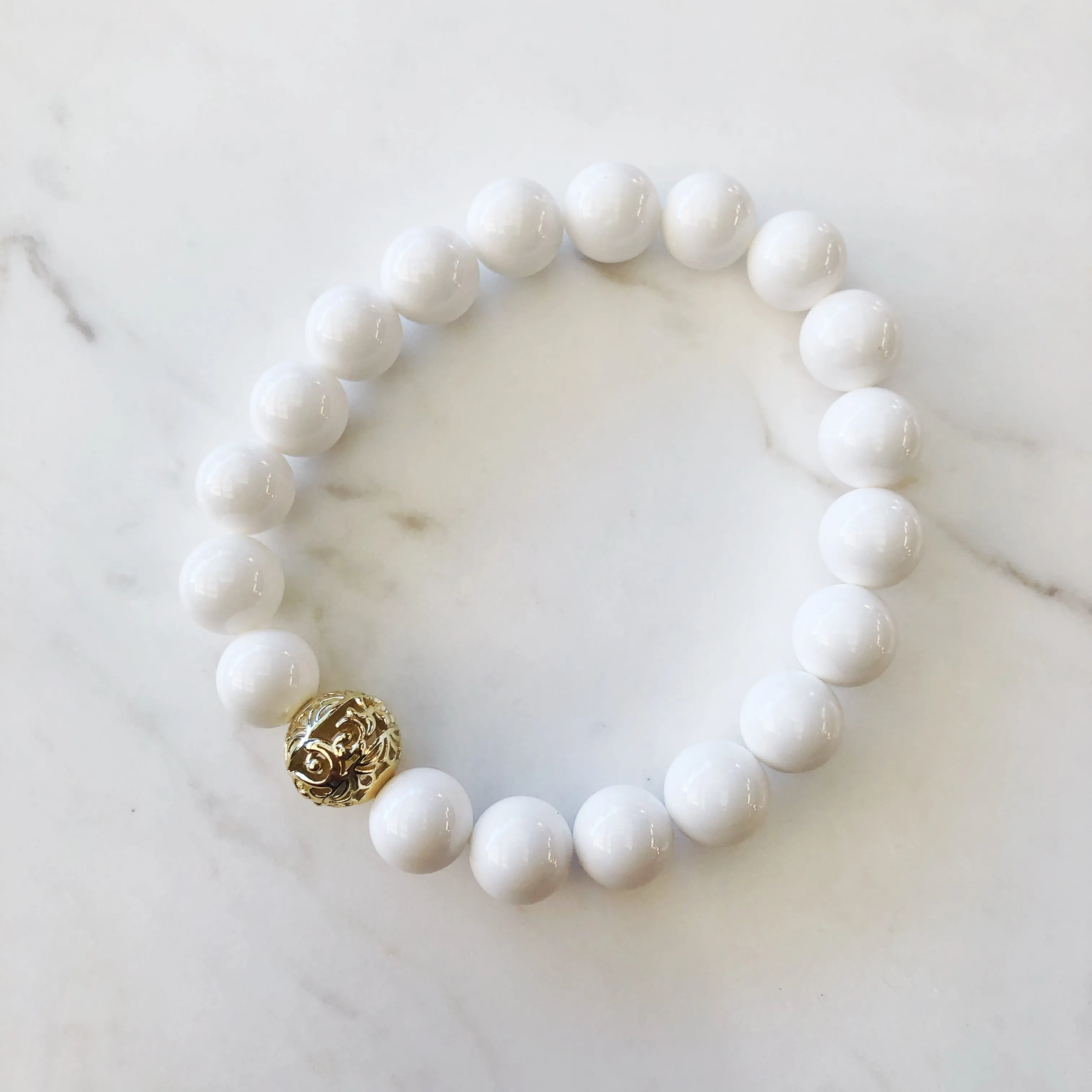 Beaded Auspicious Tridacna Bracelet 10mm
