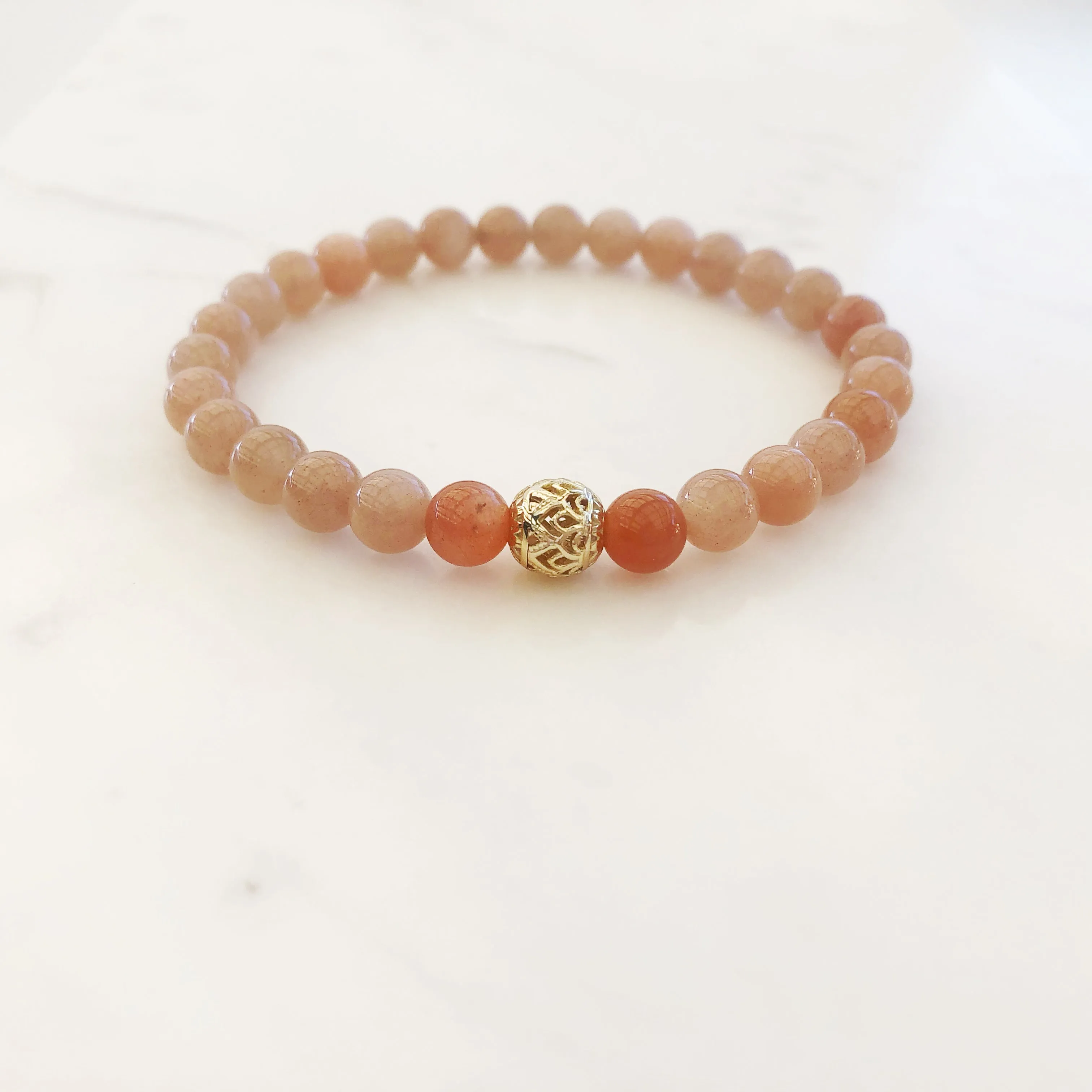 Beaded Sunstone Lotus Bracelet