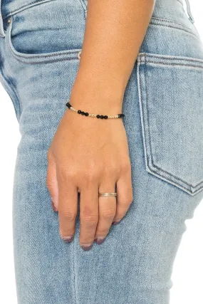 Black Agate Faceted Gemstone Pattern Bracelet