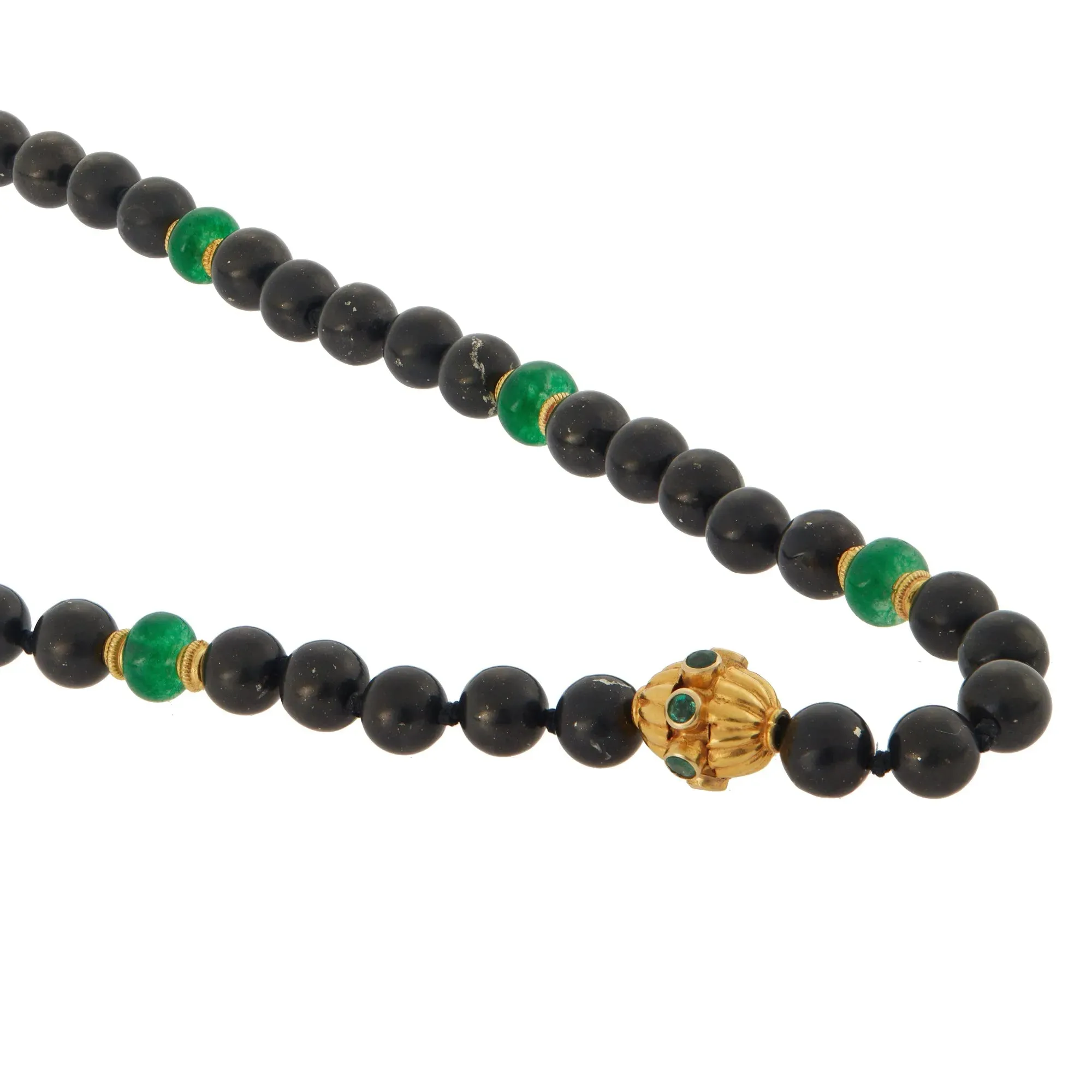 Black Shungite Beaded Necklace (47cm)
