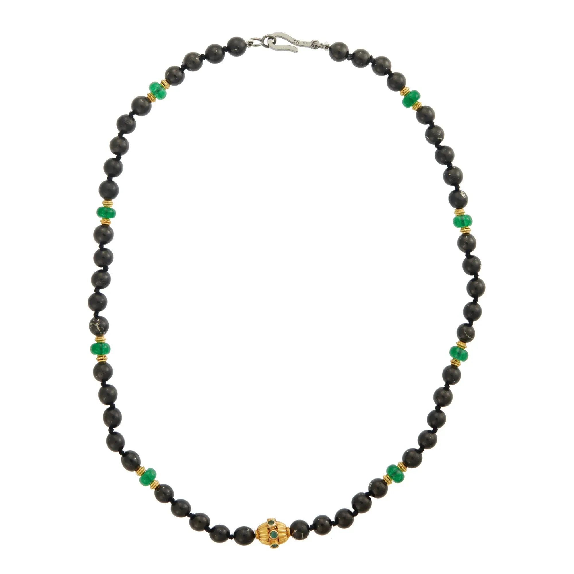 Black Shungite Beaded Necklace (47cm)