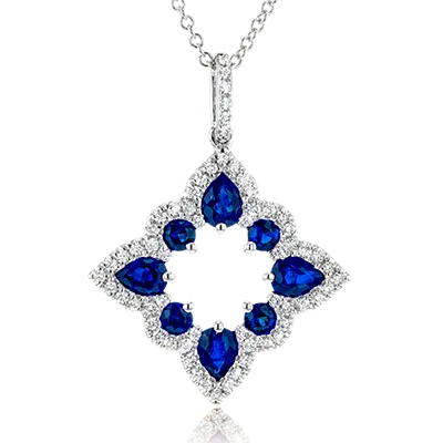 Blue Sapphire Open Shape Necklace