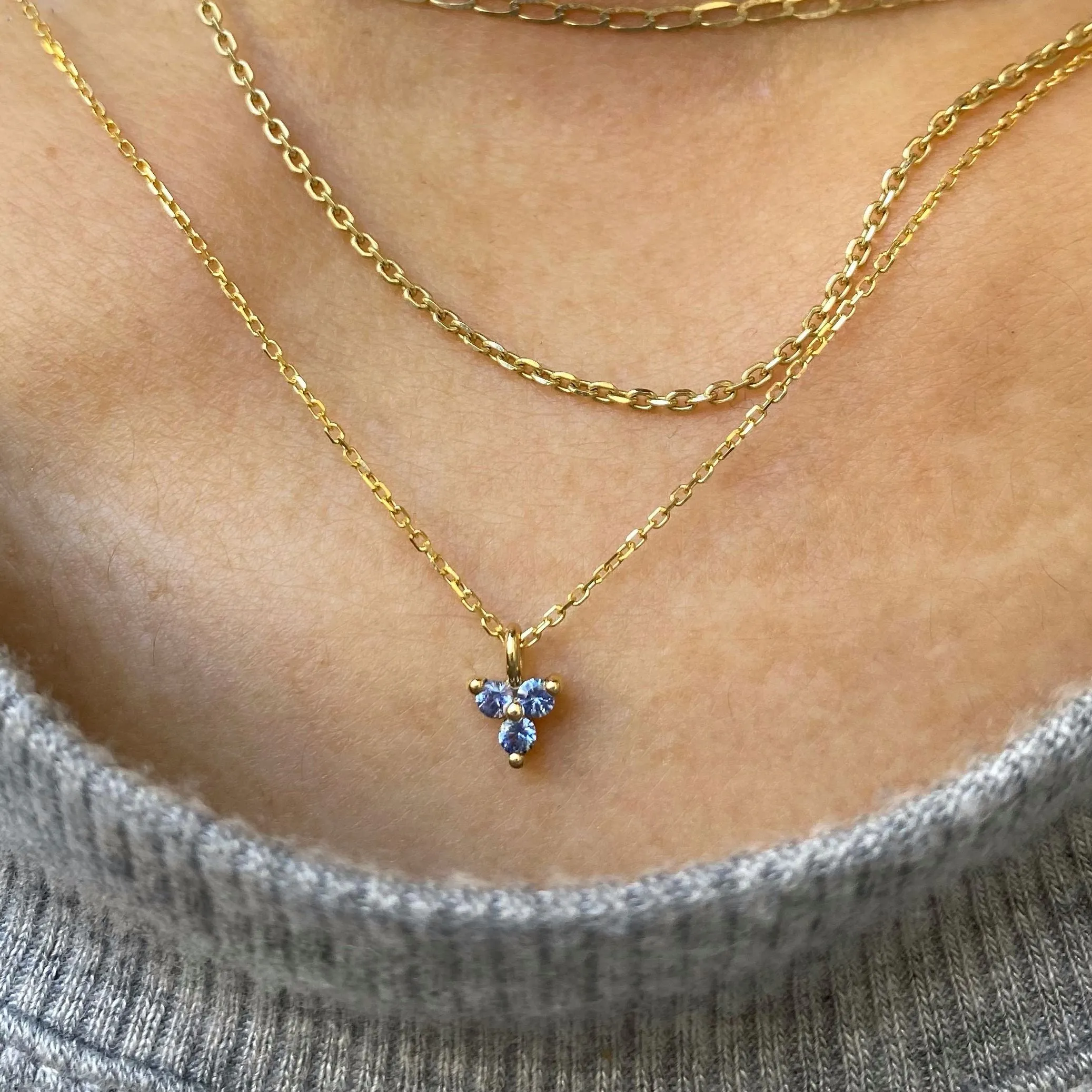 Blue Sapphire Triad Necklace (ready to ship option)*