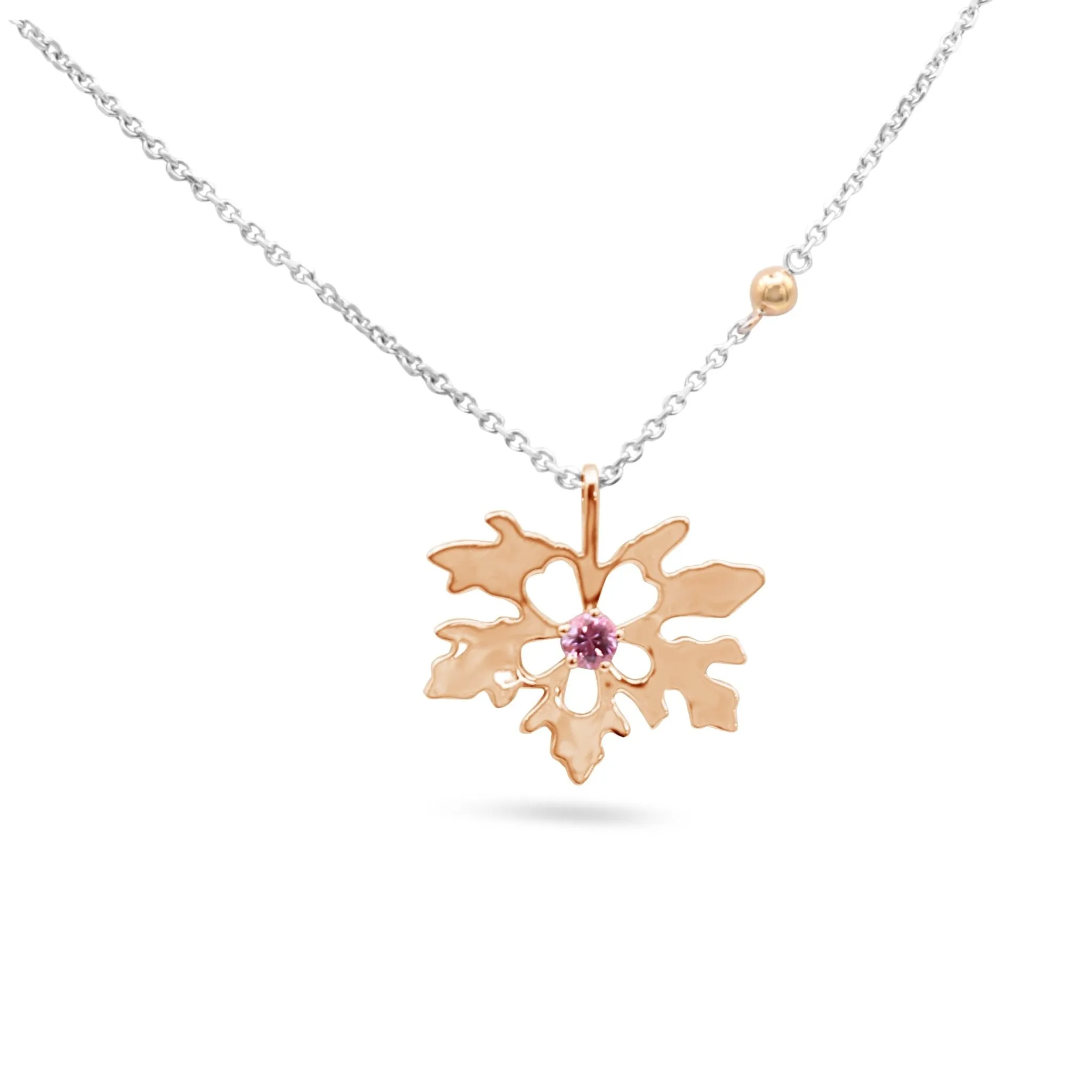 Boodles Liz Earle Pink Sapphire Pendant Necklace - 18ct White & Rose Gold