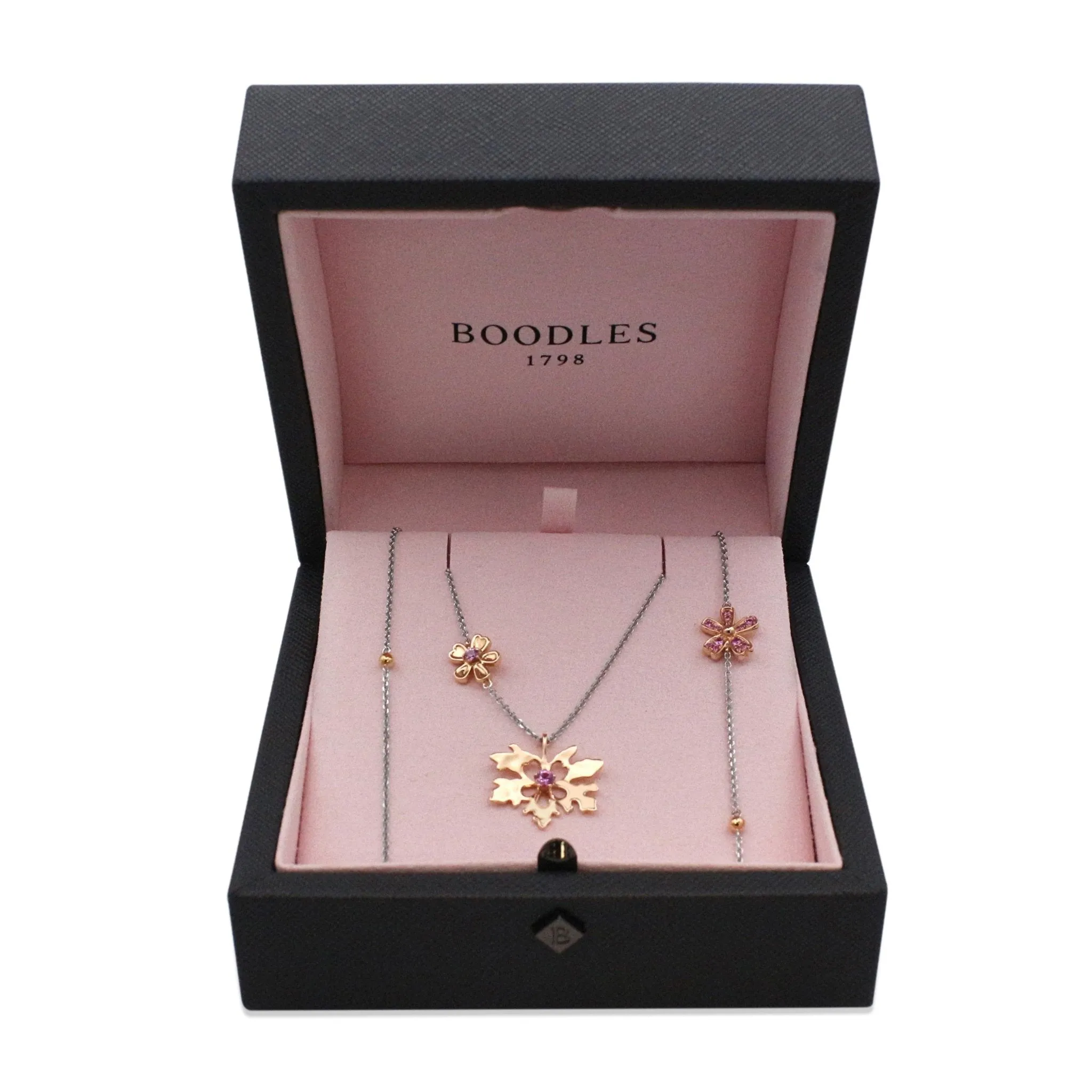 Boodles Liz Earle Pink Sapphire Pendant Necklace - 18ct White & Rose Gold