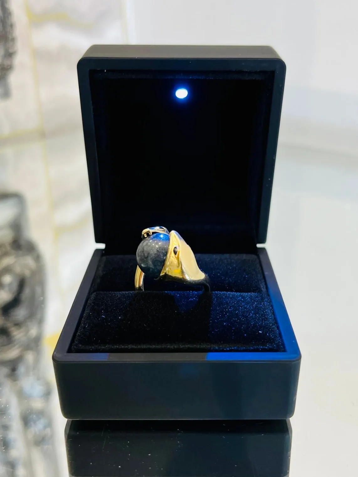 Boucheron 18k Gold & Jade Serpent Ring