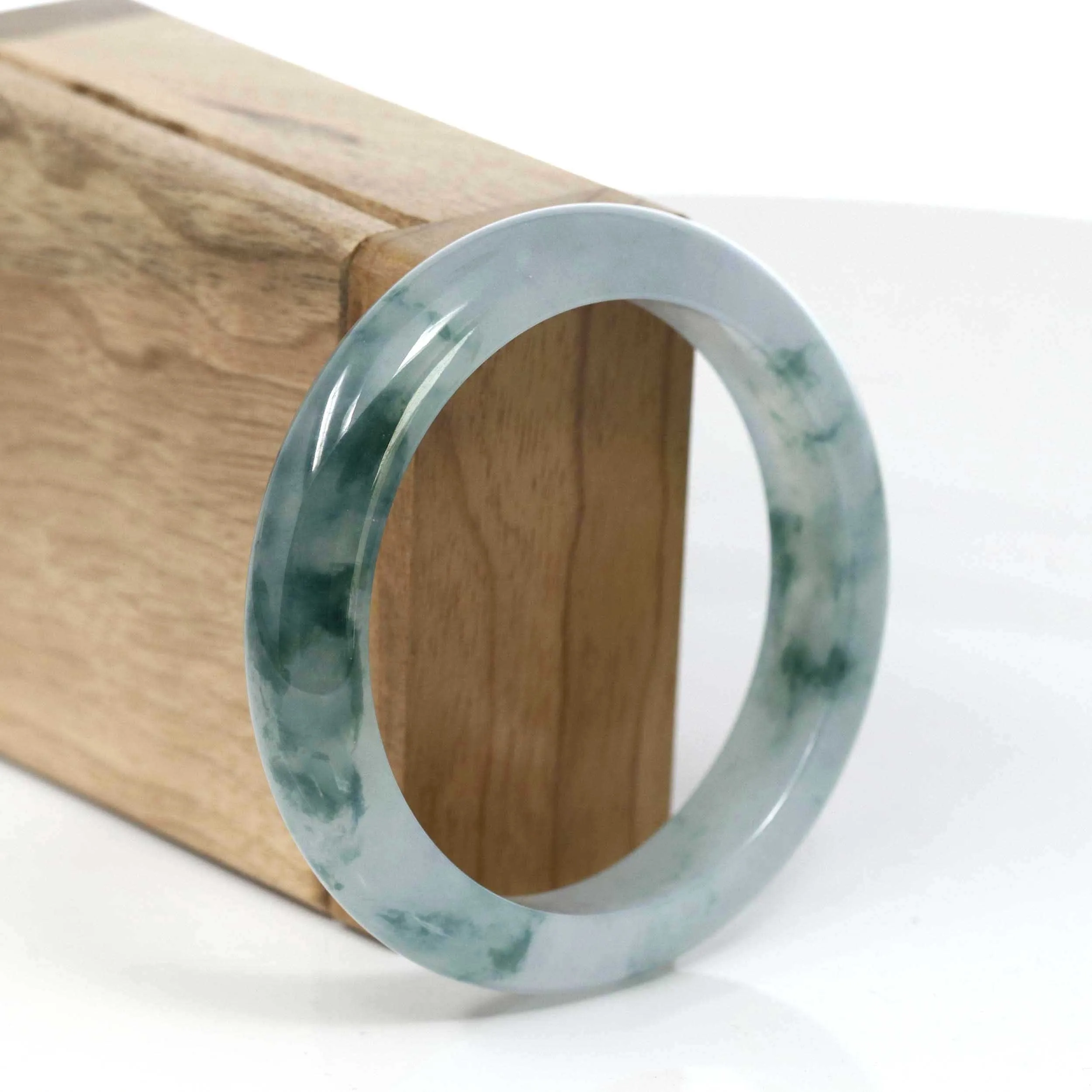 Burmese High-end Ice Blue-green Jade Jadeite Bangle Bracelet (56.31mm) ( Collectibles )T090