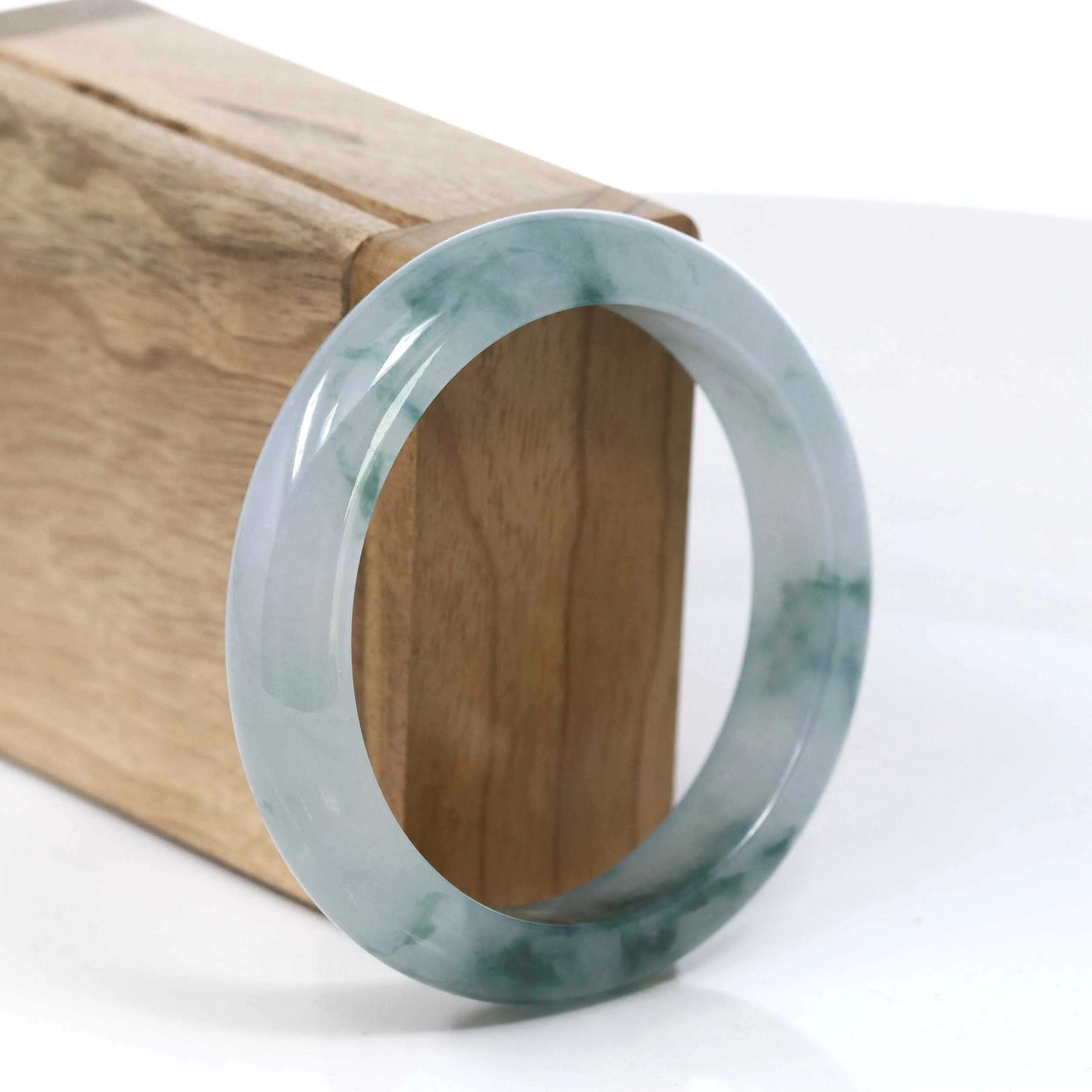 Burmese High-end Ice Blue-green Jade Jadeite Bangle Bracelet (56.31mm) ( Collectibles )T090
