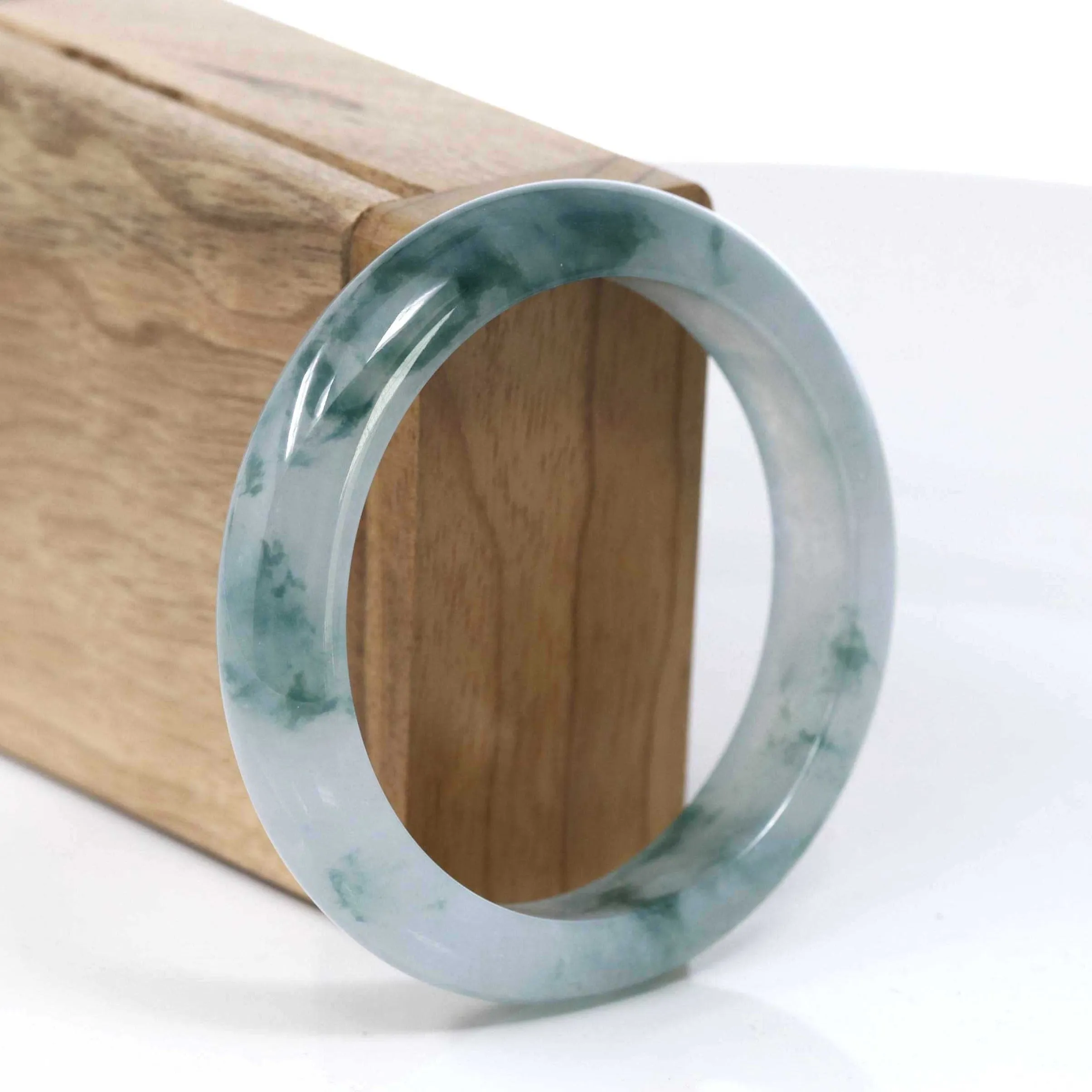 Burmese High-end Ice Blue-green Jade Jadeite Bangle Bracelet (56.31mm) ( Collectibles )T090