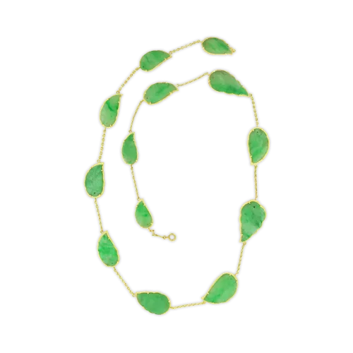 Carved Jade Leaf Estate Necklace