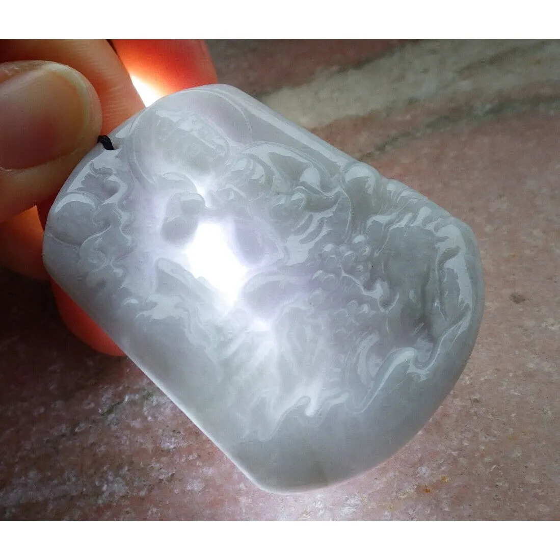 Certified Lavender A Jade Jadeite Pendant Landscape Painting Guanyin Necklace