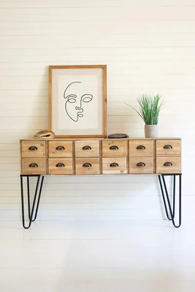 Chest Of 12 Wooden Drawers With Iron Legs