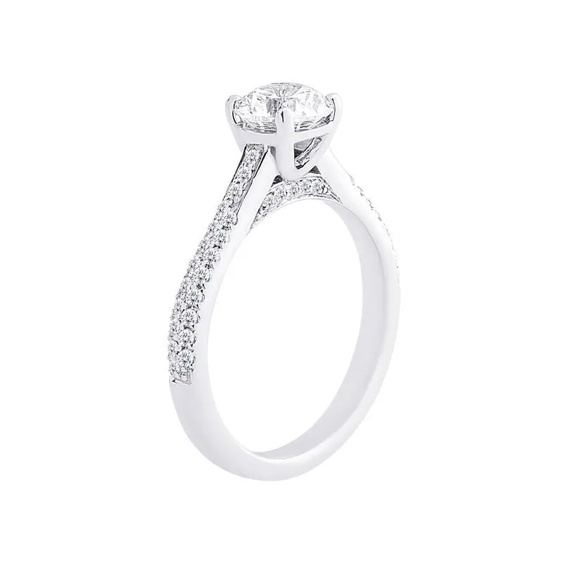 Classic 4 Prong Engagement with Tapered Diamond 2 Row Band
