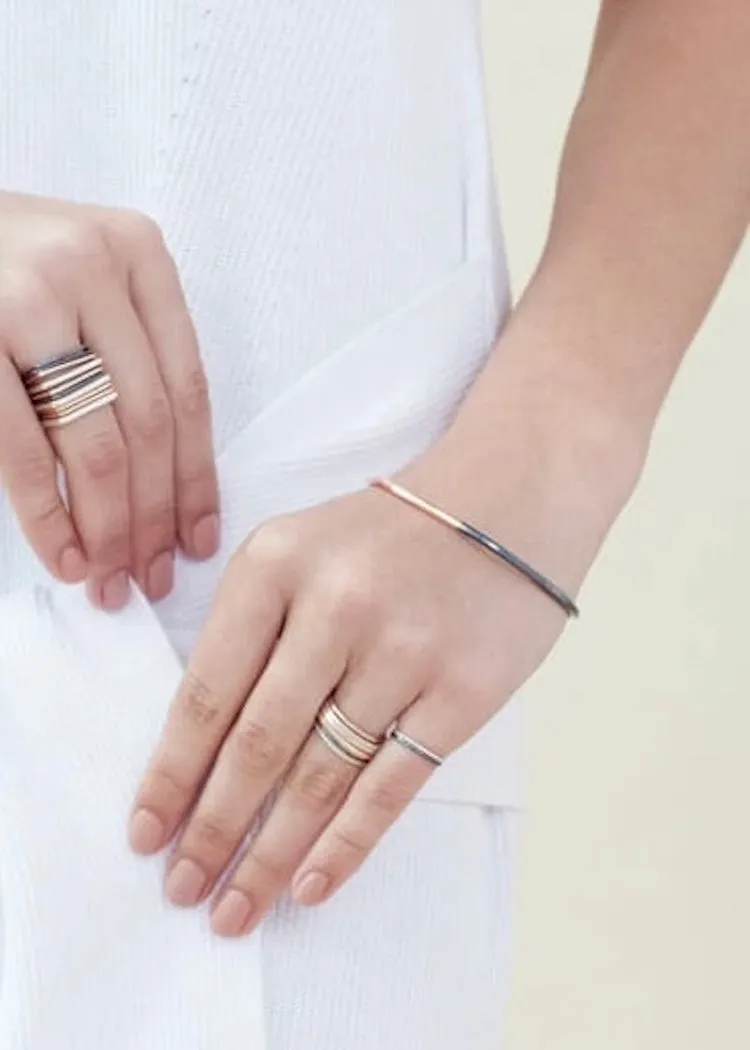 Colleen Mauer Designs | Thick Black   Yellow Gold Square Bangle