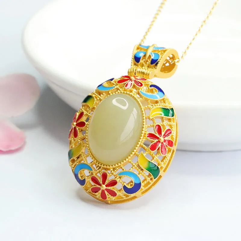 Colorful Ethnic Style Natural Jade Pendant