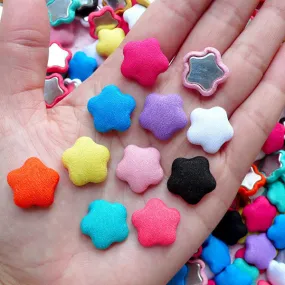 Colorful Star Button Cabochon Mix (10pcs / 16mm / Assorted Color / Flatback) Fabric Button Hair Accessories Making Party Decoration CAB455