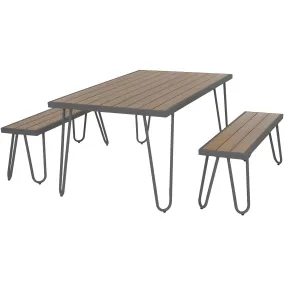 Cosco Novogratz Paulette 5' Table and Bench Set - Charcoal | 88192CNOEUK