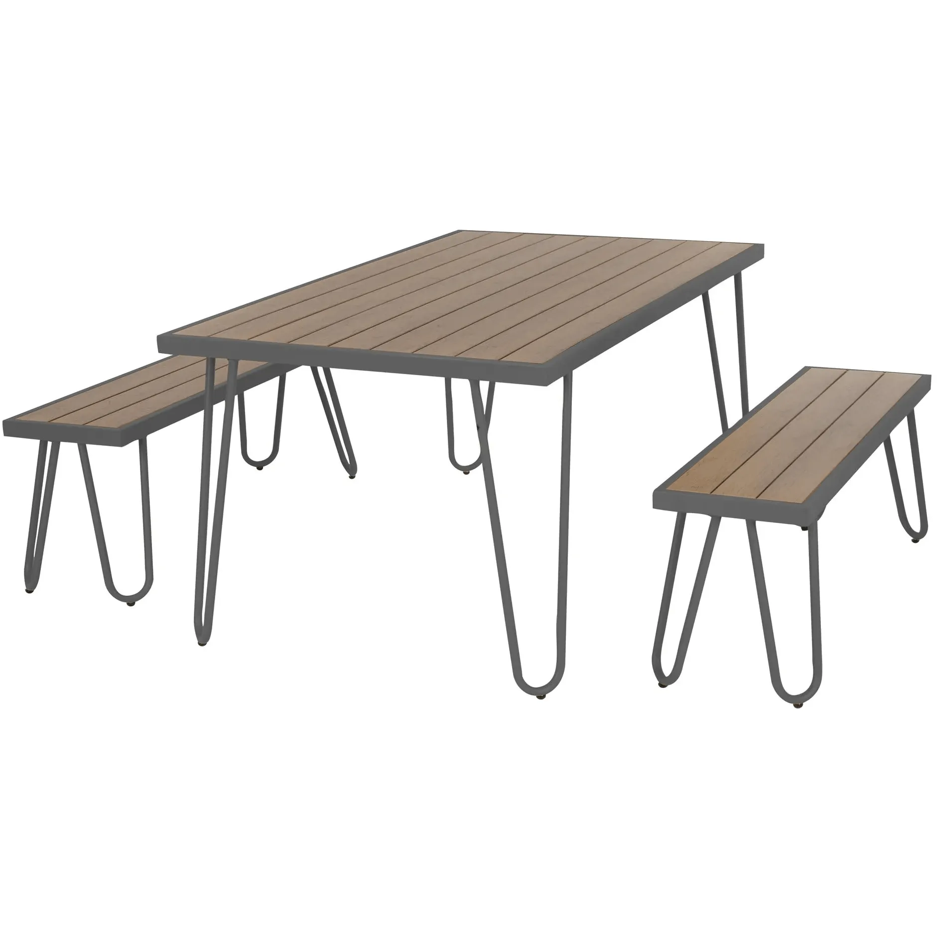 Cosco Novogratz Paulette 5' Table and Bench Set - Charcoal | 88192CNOEUK