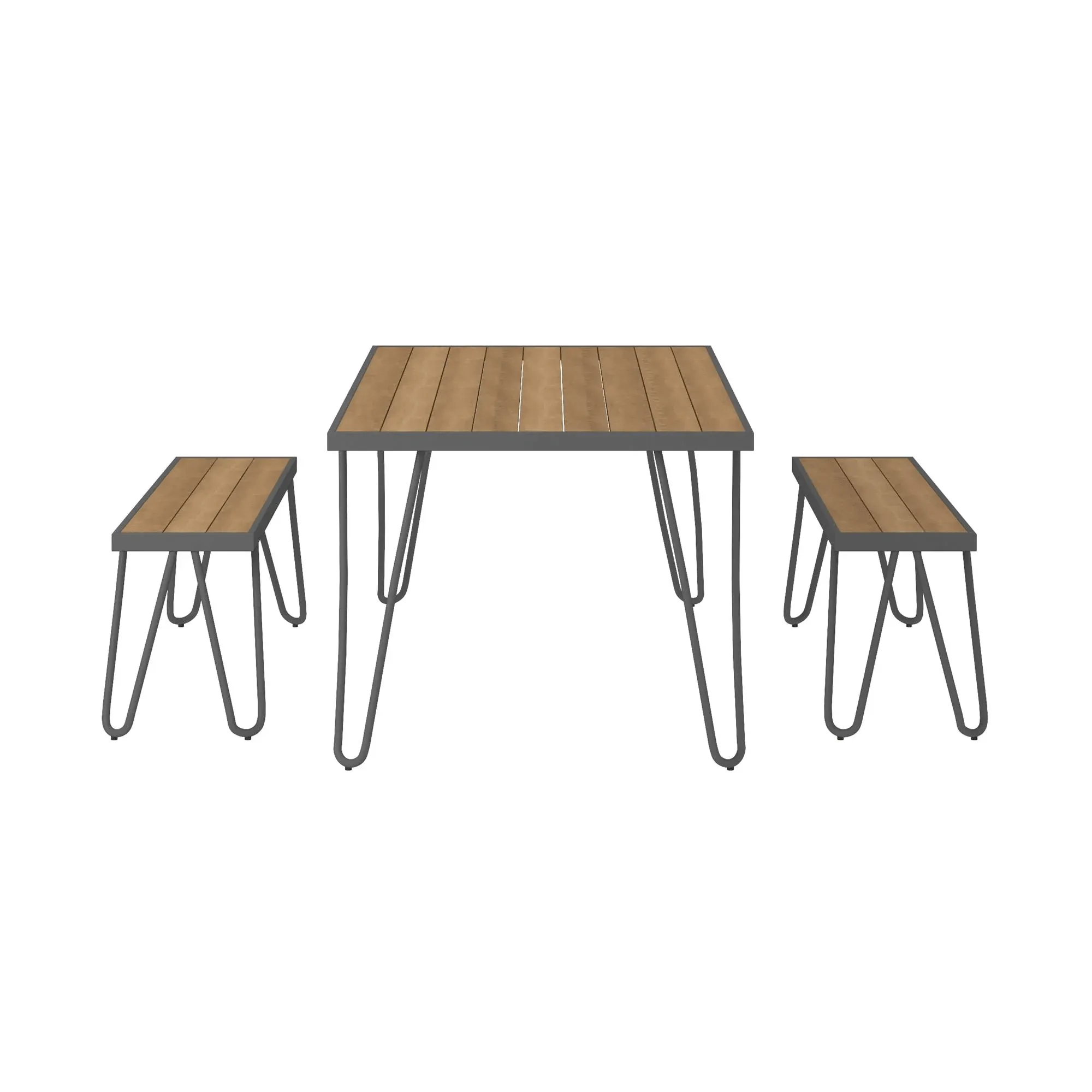 Cosco Novogratz Paulette 5' Table and Bench Set - Charcoal | 88192CNOEUK