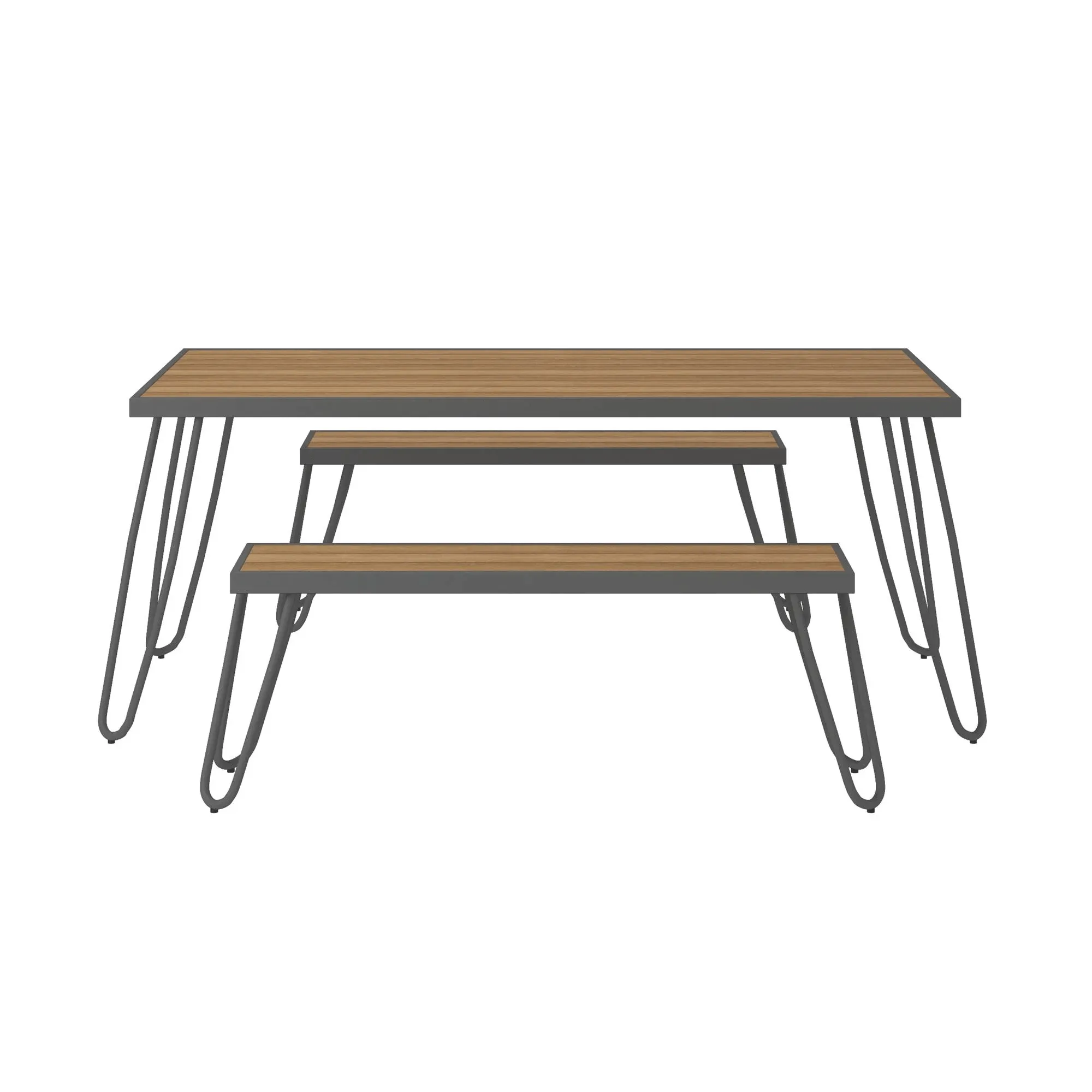 Cosco Novogratz Paulette 5' Table and Bench Set - Charcoal | 88192CNOEUK
