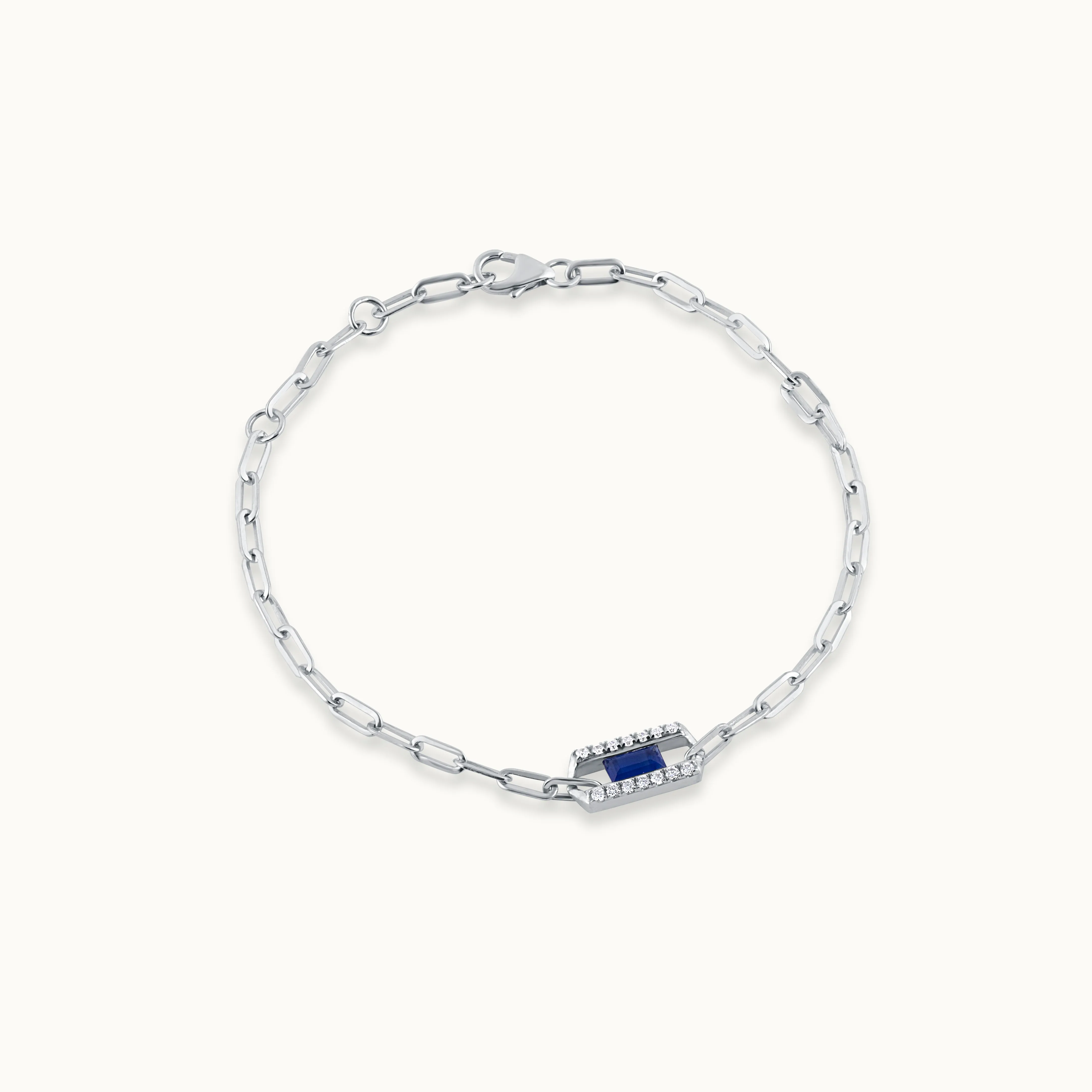 Created Sapphire Paperclip Bracelet