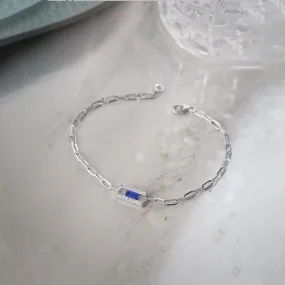 Created Sapphire Paperclip Bracelet