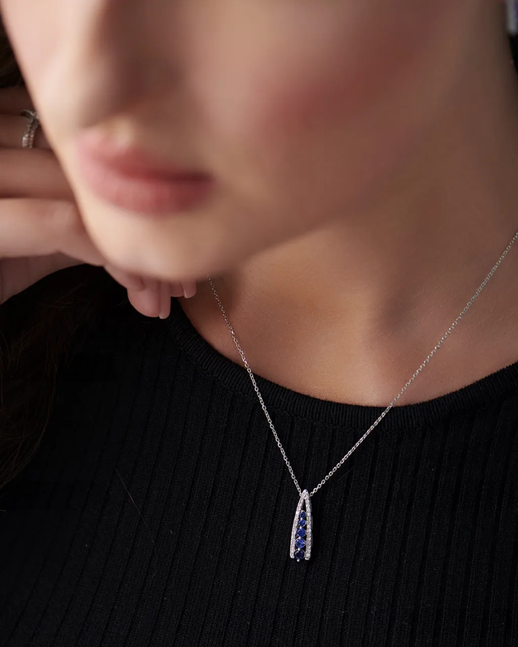 Created Sapphire Wishbone Necklace