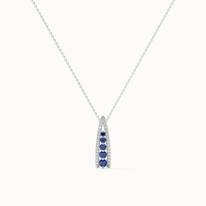 Created Sapphire Wishbone Necklace