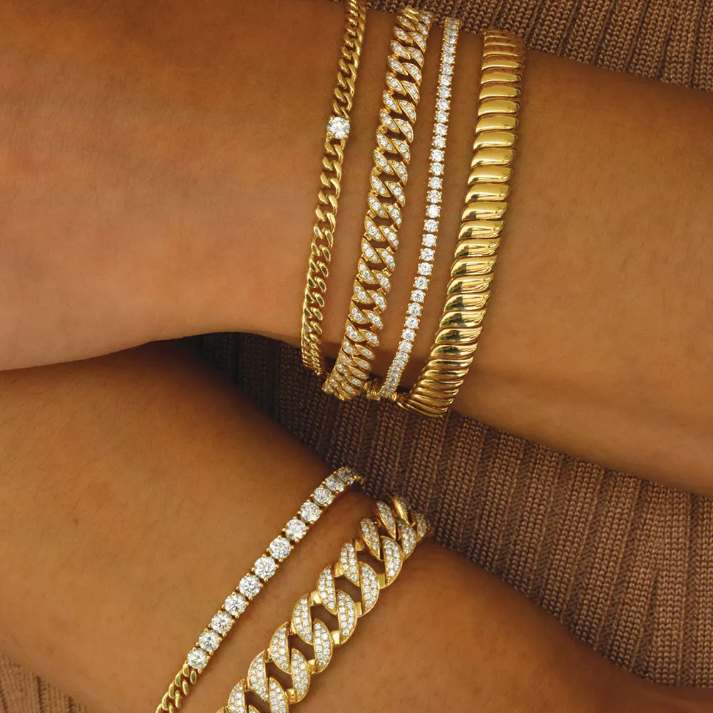CUBAN LINK AND DIAMOND LINE BRACELET