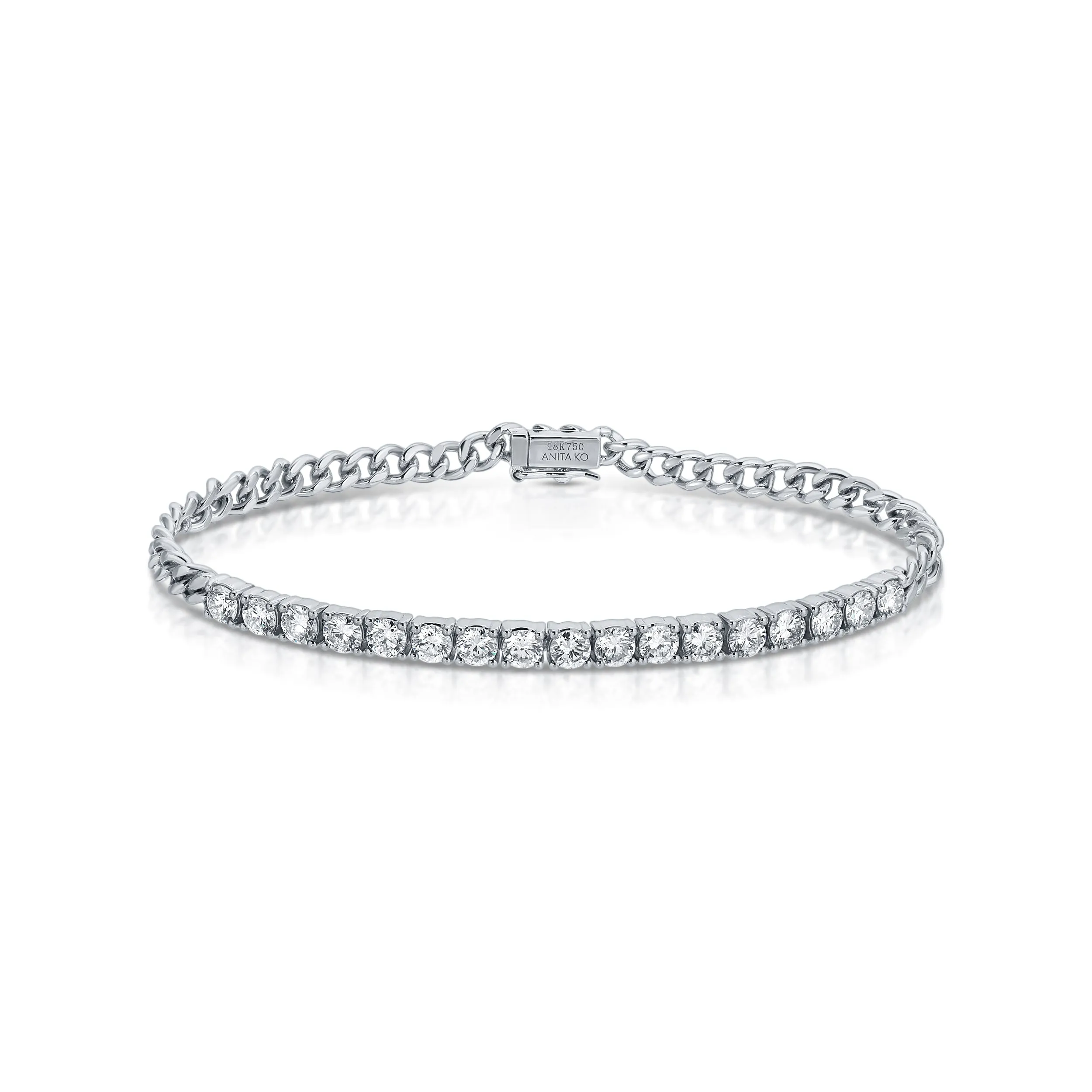 CUBAN LINK AND DIAMOND LINE BRACELET
