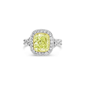 Cushion cut Yellow Diamond Engagement Ring