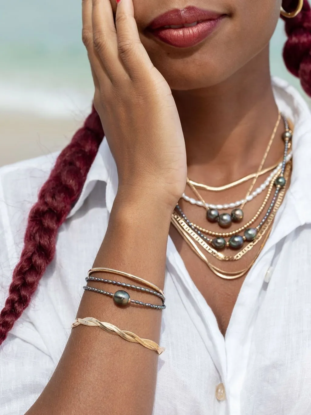 Dainty Black Pearl Bracelet - Maile