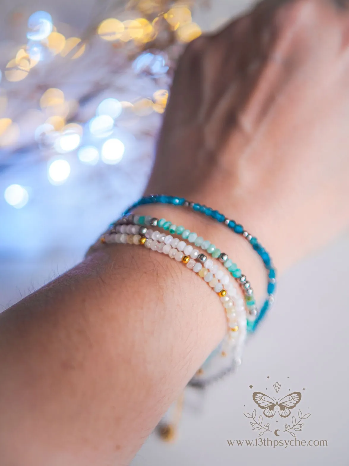 Dainty faceted Apatite gemstone bracelet